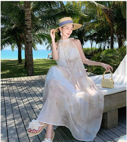 Sleeveless Floral Maxi A-Line Dress