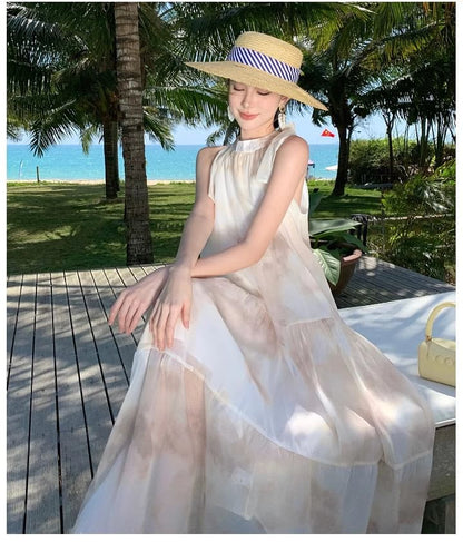 Sleeveless Floral Maxi A-Line Dress