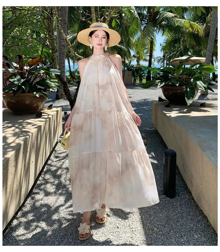 Sleeveless Floral Maxi A-Line Dress