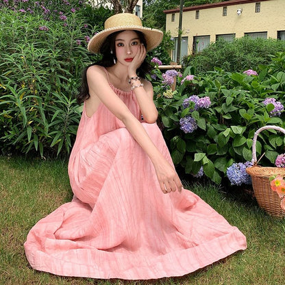 Spaghetti Strap Plain Maxi A-Line Dress