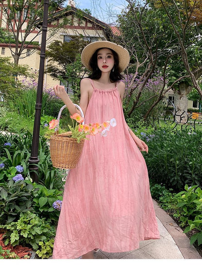 Spaghetti Strap Plain Maxi A-Line Dress