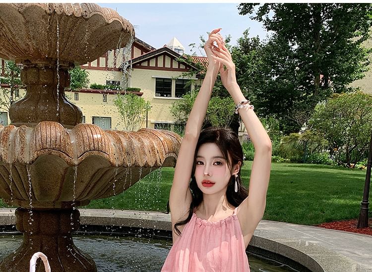 Spaghetti Strap Plain Maxi A-Line Dress