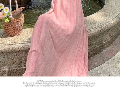 Spaghetti Strap Plain Maxi A-Line Dress