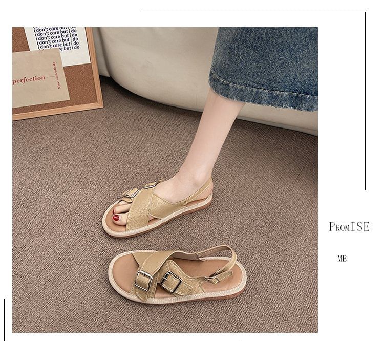 Cross Strap Buckled Sandals