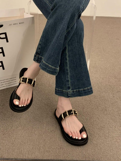 Buckled Toe Loop Sandals