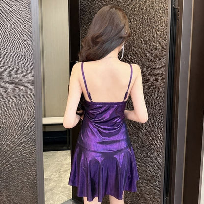 Thin Strap Ruched Mini A-Line Dress