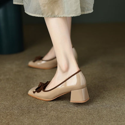 Accent Ribbon Heel Low Pumps