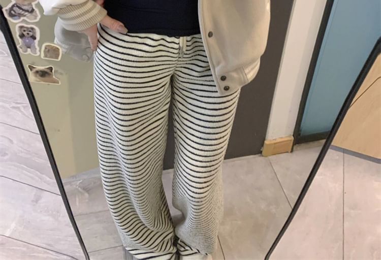 Mid Rise Striped Wide Leg Pants