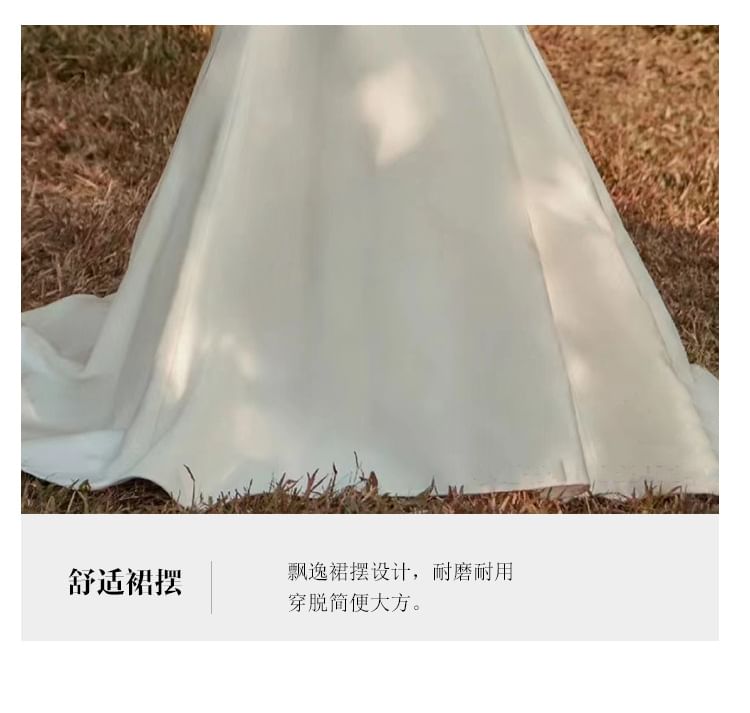 Long-Sleeve Silky A-Line Wedding Gown