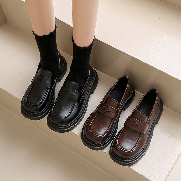 Faux Leather Platform Loafers