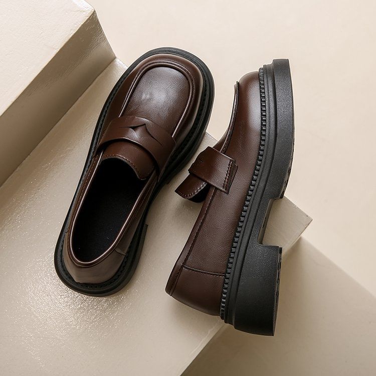 Faux Leather Platform Loafers