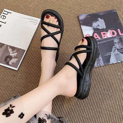Strappy Platform Slide Sandals