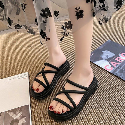 Strappy Platform Slide Sandals