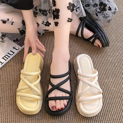 Strappy Platform Slide Sandals