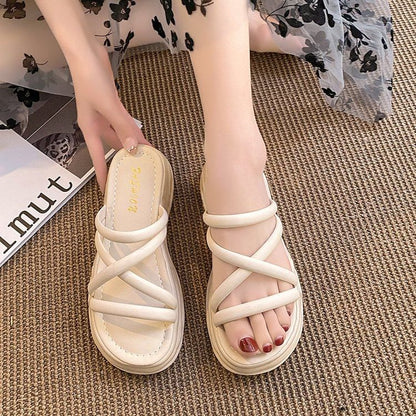 Strappy Platform Slide Sandals