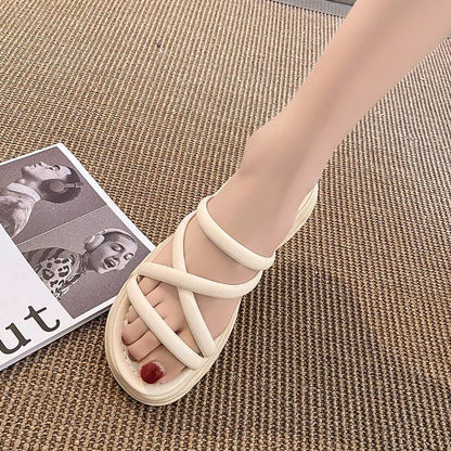 Strappy Platform Slide Sandals