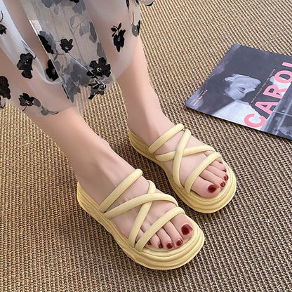 Strappy Platform Slide Sandals