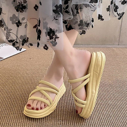 Strappy Platform Slide Sandals