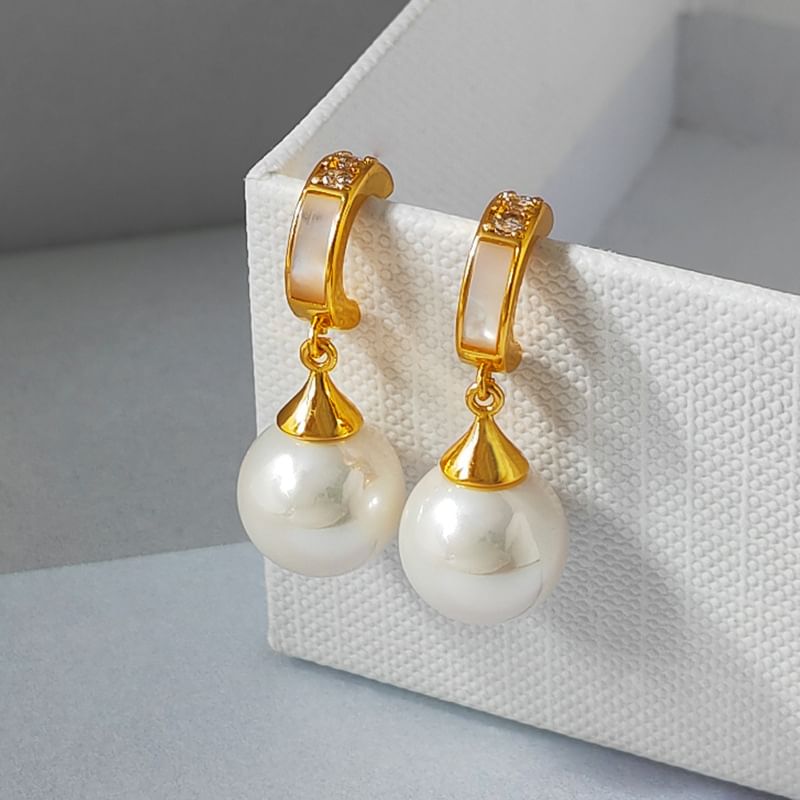 Faux Pearl Rhinestone Drop Earring