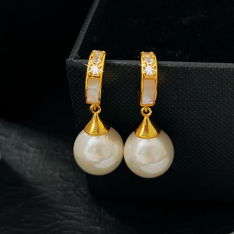 Faux Pearl Rhinestone Drop Earring