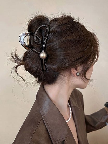 Faux Pearl Heart Hair Claw