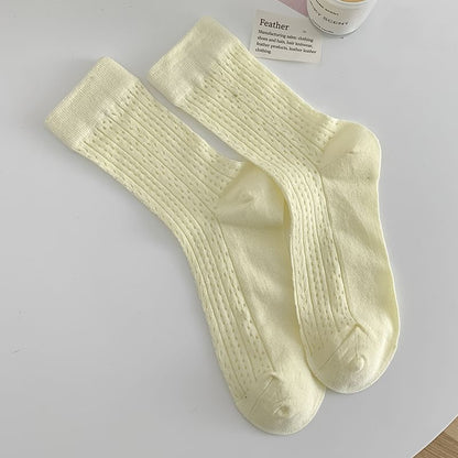 Plain Pointelle Knit Socks / Set