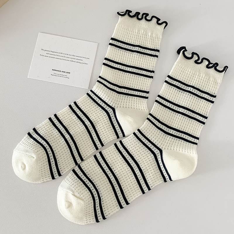 Printed Lettuce Edge Socks / Set