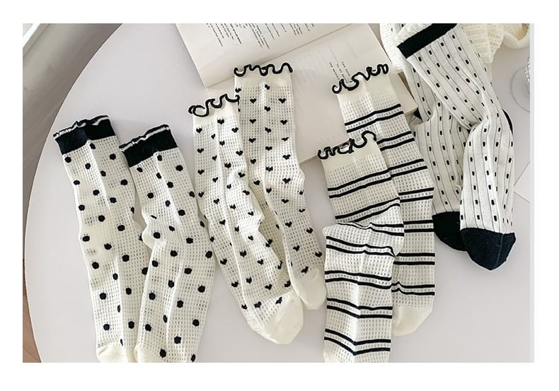 Printed Lettuce Edge Socks / Set