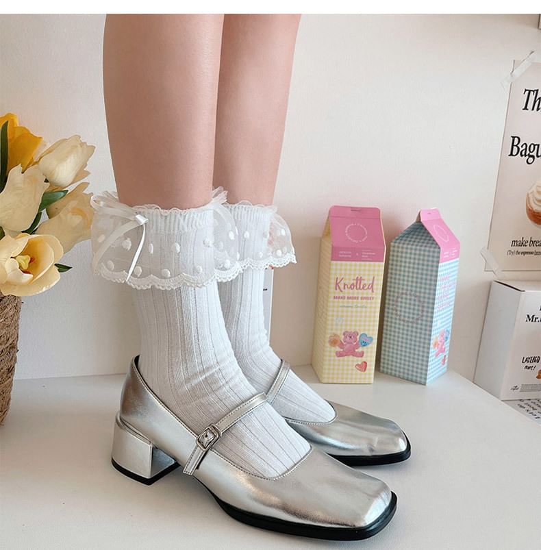 Bow Lace Trim Socks