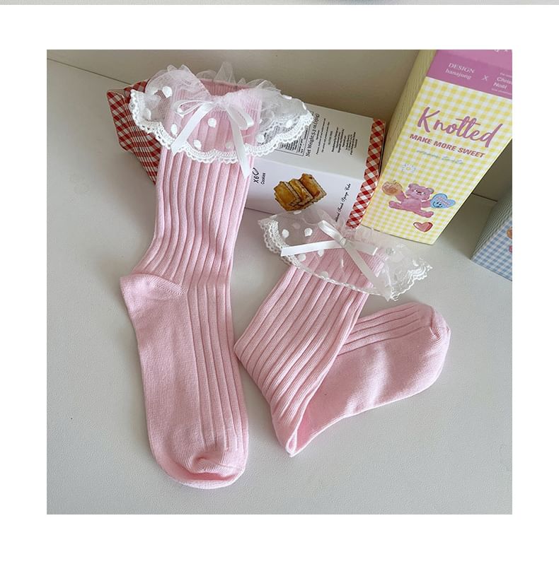 Bow Lace Trim Socks