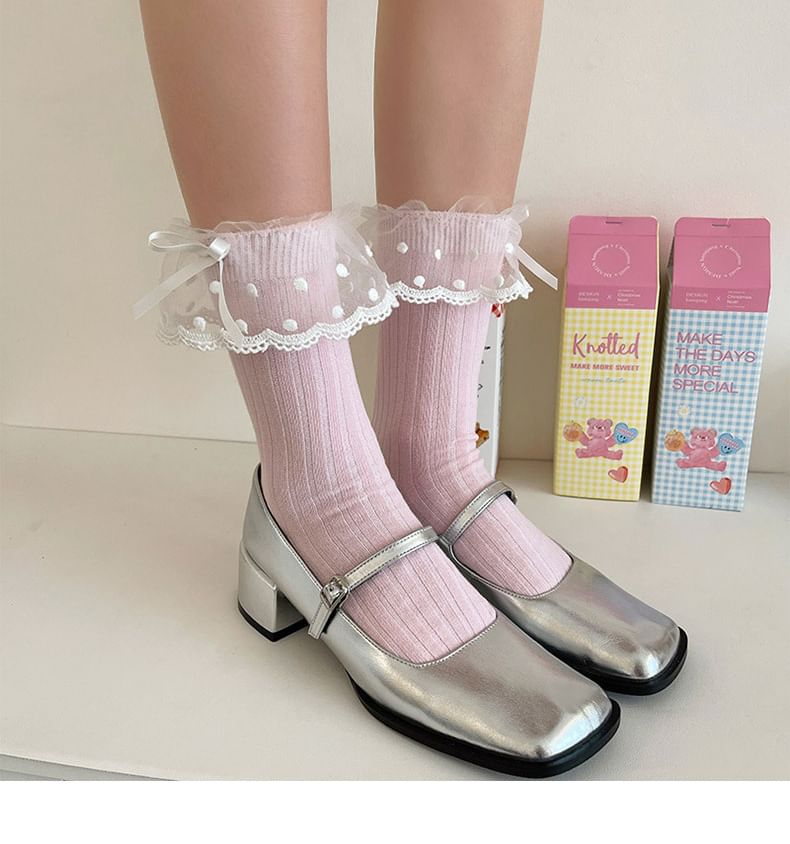 Bow Lace Trim Socks