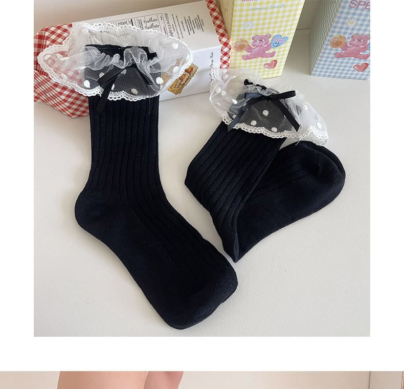 Bow Lace Trim Socks