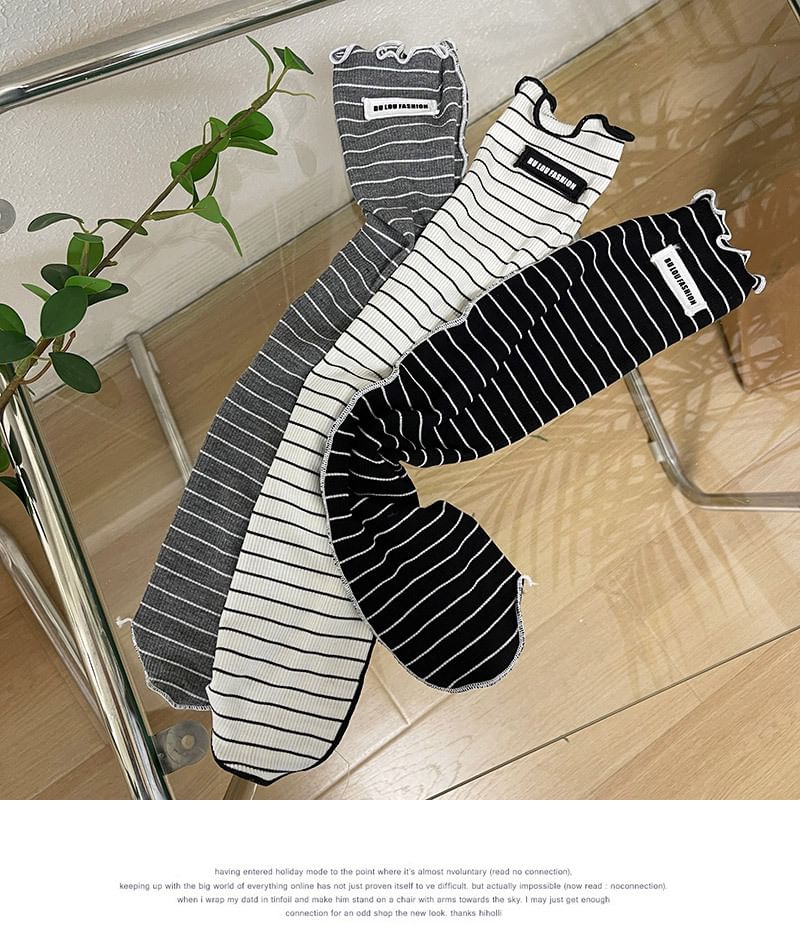 Striped Applique Lettuce Edge Socks