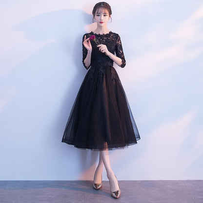 Elbow-Sleeve Lace Panel A-Line Cocktail Dress (Various Designs)
