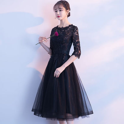 Elbow-Sleeve Lace Panel A-Line Cocktail Dress (Various Designs)