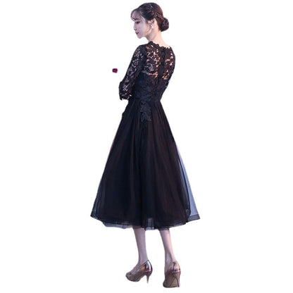 Elbow-Sleeve Lace Panel A-Line Cocktail Dress (Various Designs)