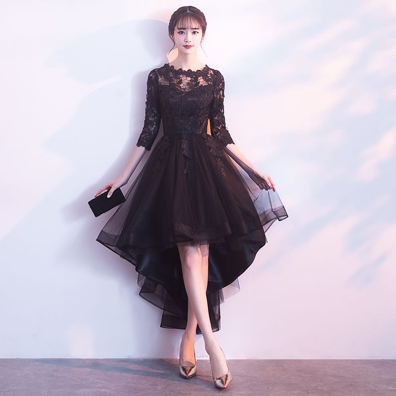 Elbow-Sleeve Lace Panel A-Line Cocktail Dress (Various Designs)