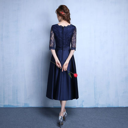 Elbow-Sleeve Lace Panel Bow A-Line Cocktail Dress (Various Designs)