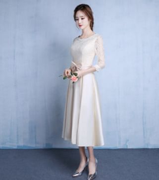 Elbow-Sleeve Lace Panel Bow A-Line Cocktail Dress (Various Designs)