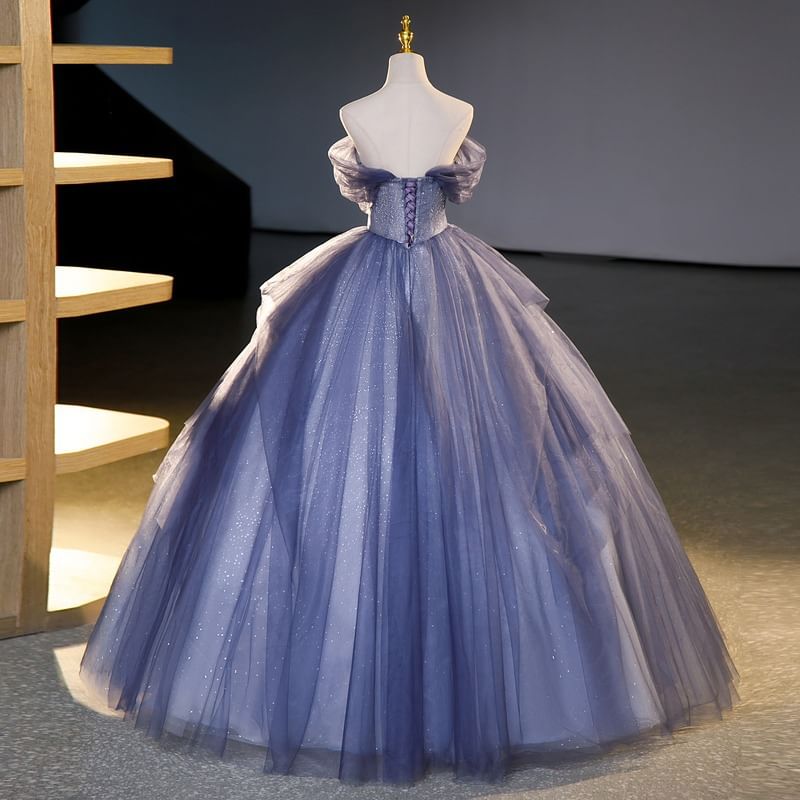 Off-Shoulder Sequined Ball Gown