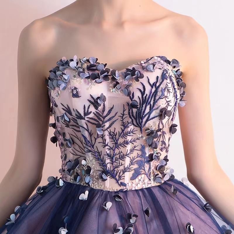 Strapless Floral Print Ruffled A-Line Cocktail Dress