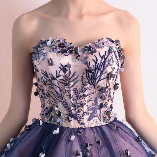 Strapless Floral Print Ruffled A-Line Cocktail Dress