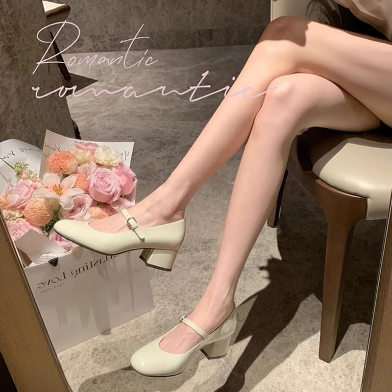 Heel Chunky Jane Pumps Mary