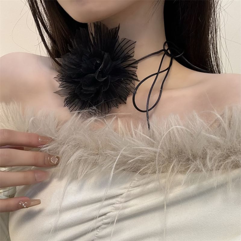 Floral Fabric String Choker