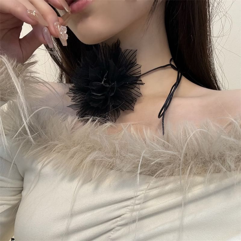 Floral Fabric String Choker