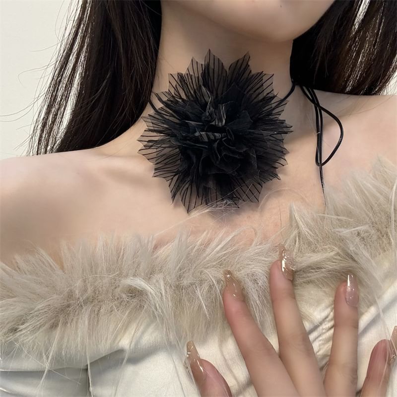 Floral Fabric String Choker