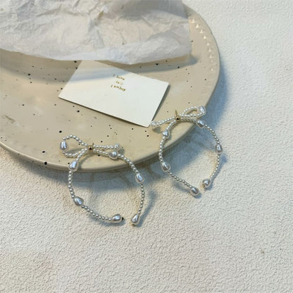 Bow Faux Pearl Dangle Earring