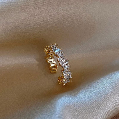 Rhinestone Alloy Open Ring