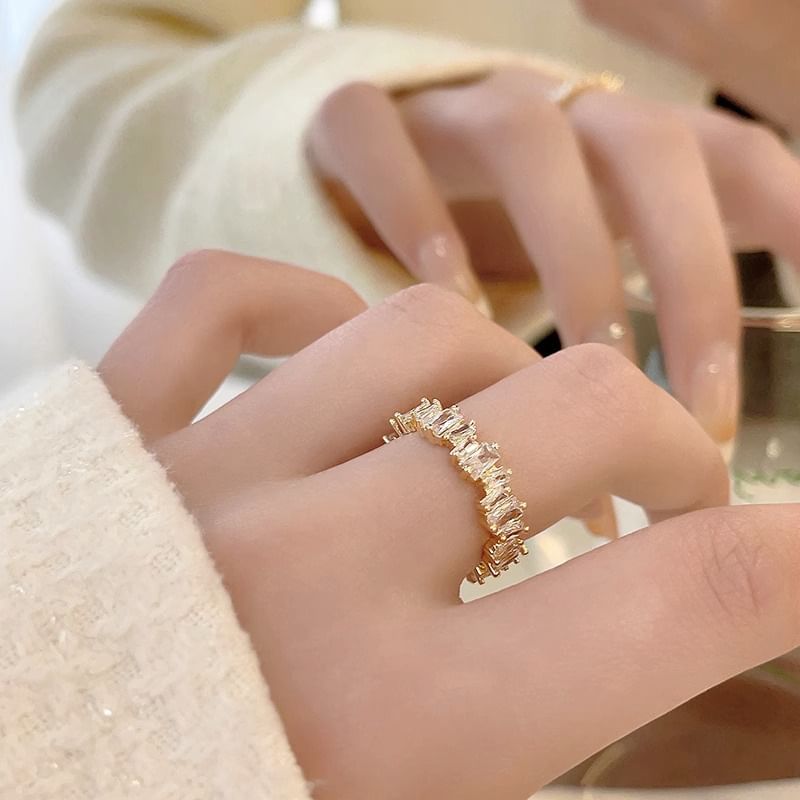 Rhinestone Alloy Open Ring