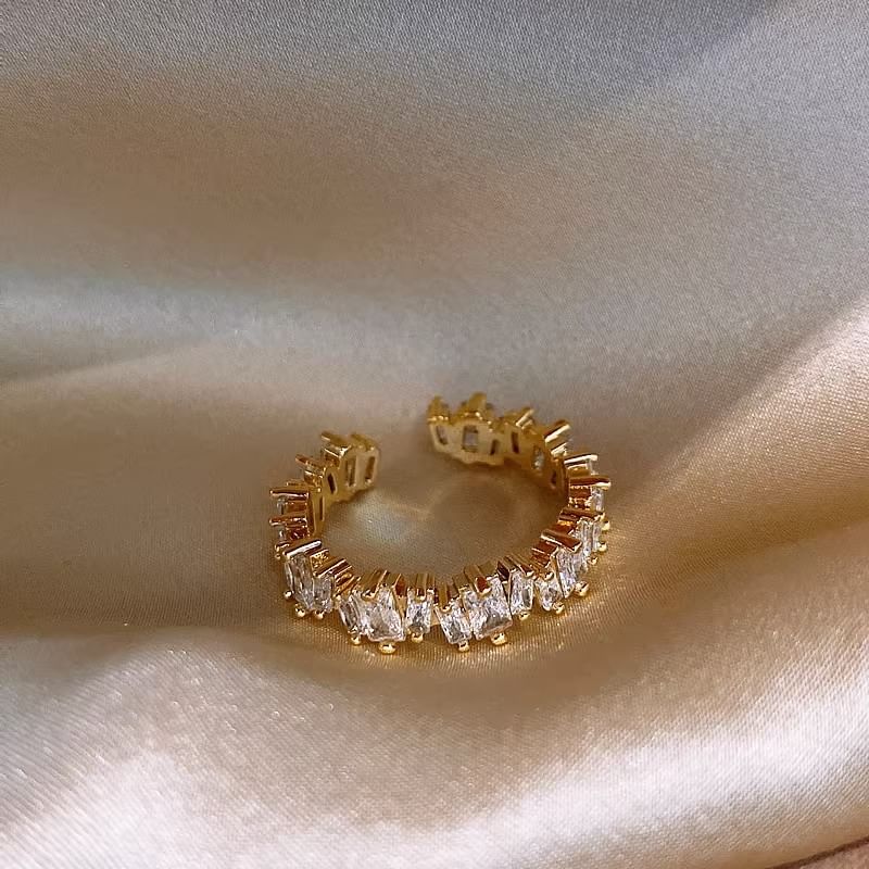 Rhinestone Alloy Open Ring